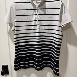 Chico's Zenergy golf shirt size 2 in black and white